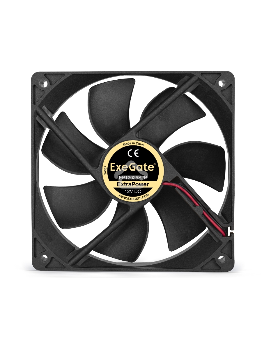 Вентилятор для корпуса ExeGate ExtraPower EP12025S2P черный, 120 мм, 1800 об/мин, 28 дБ, 2 pin