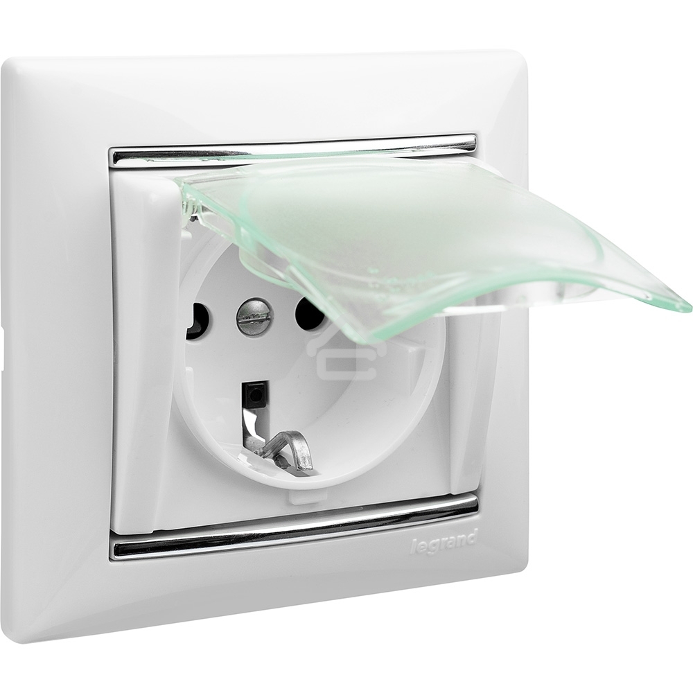 Электроустановочные изделия Legrand Legrand 774220 Розетка Valena влагозащищенная IP44 с заземлением с крышкой и защитными шторками (белая)