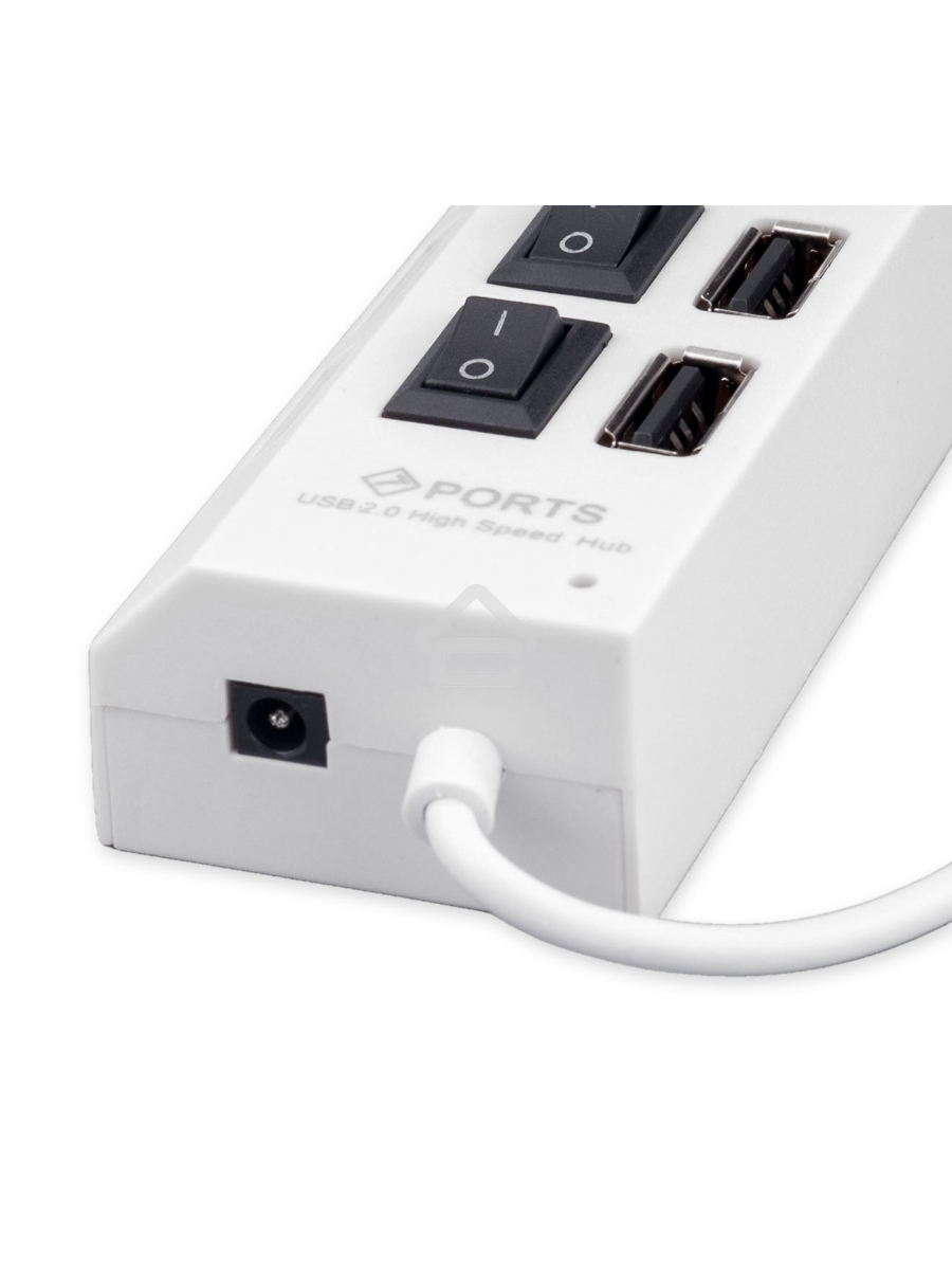 Разветвитель USB2.0 Gembird UHB-U2P7-01W, 7хUSB, с доп. питанием, подсветка и выключатели, кабель USB 55см, белый, коробка