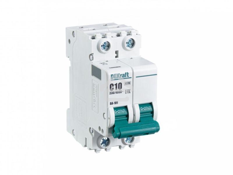 Выключатель автоматический модульный Dekraft 2п C 10А 4.5кА ВА-101 11065DEK