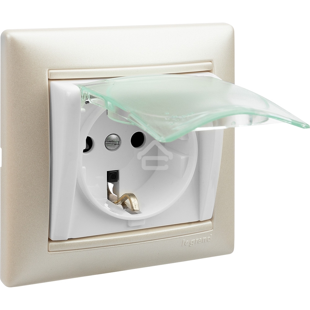Электроустановочные изделия Legrand Legrand 774220 Розетка Valena влагозащищенная IP44 с заземлением с крышкой и защитными шторками (белая)