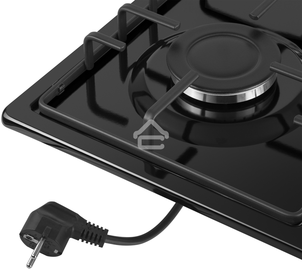 Газовая варочная панель Maunfeld EGHE.64.3STS-EB/G, 4 конфорки, эмалированная сталь, черный