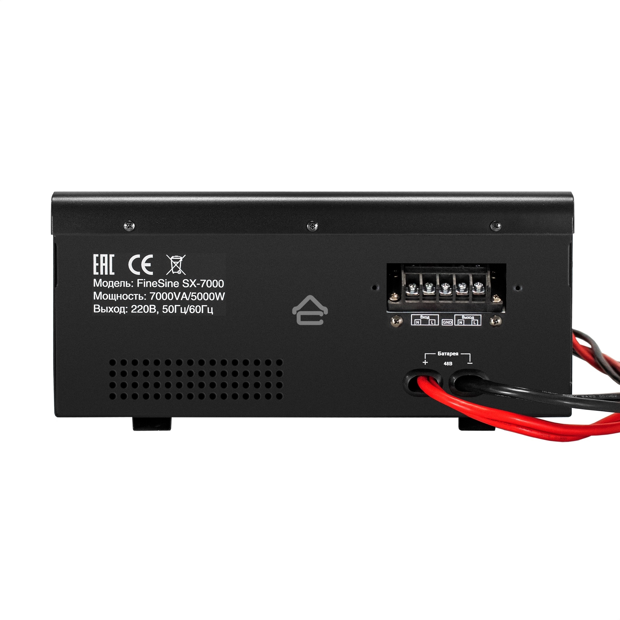 Комплект ИБП EX296005RUS + батарея 120Aч EX282988RUS 4шт (инвертор, синус, для котла, настенный) ExeGate FineSine SX-7000.LCD.AVR.2SH.T <7000VA/5000W, чистая синусоида, цветной LCD-дисплей, AVR, 2*Schuko+клеммы, линейно-интерактивный, крепление настенное,