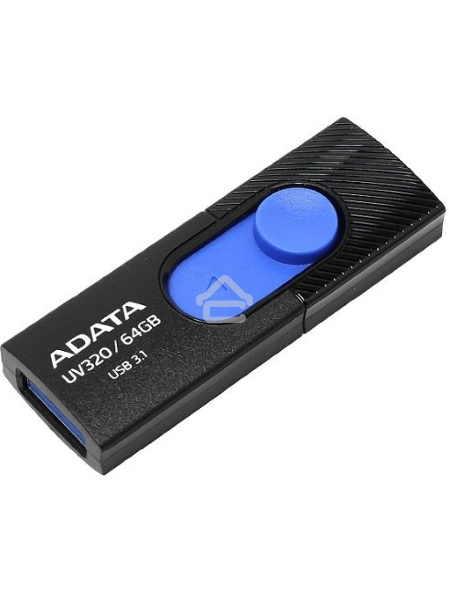 Флеш диск 64GB ADATA UV320, USB 3.1, Черный/Голубой