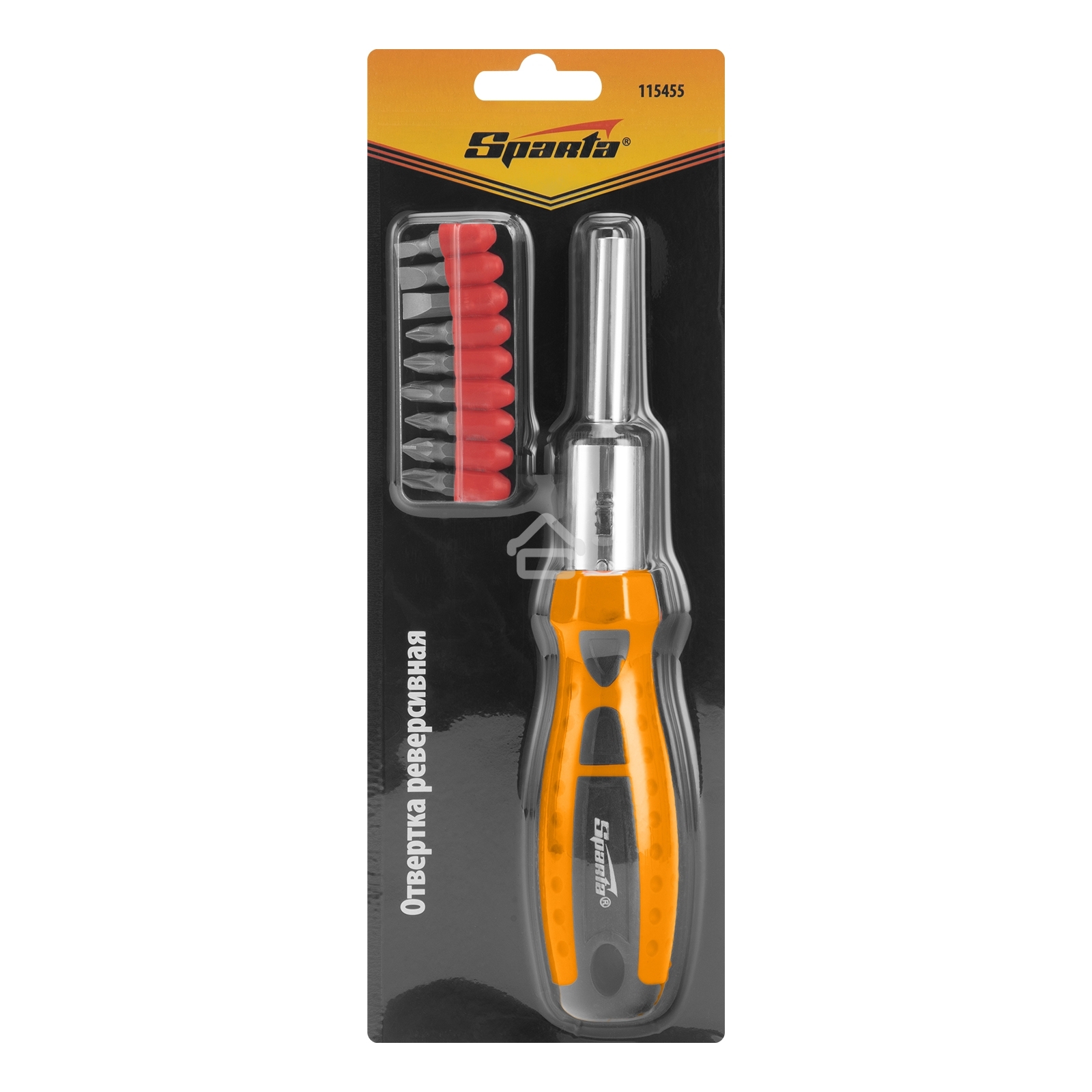 Отвертка реверсивная, набор бит, 10 шт., CrV Sparta