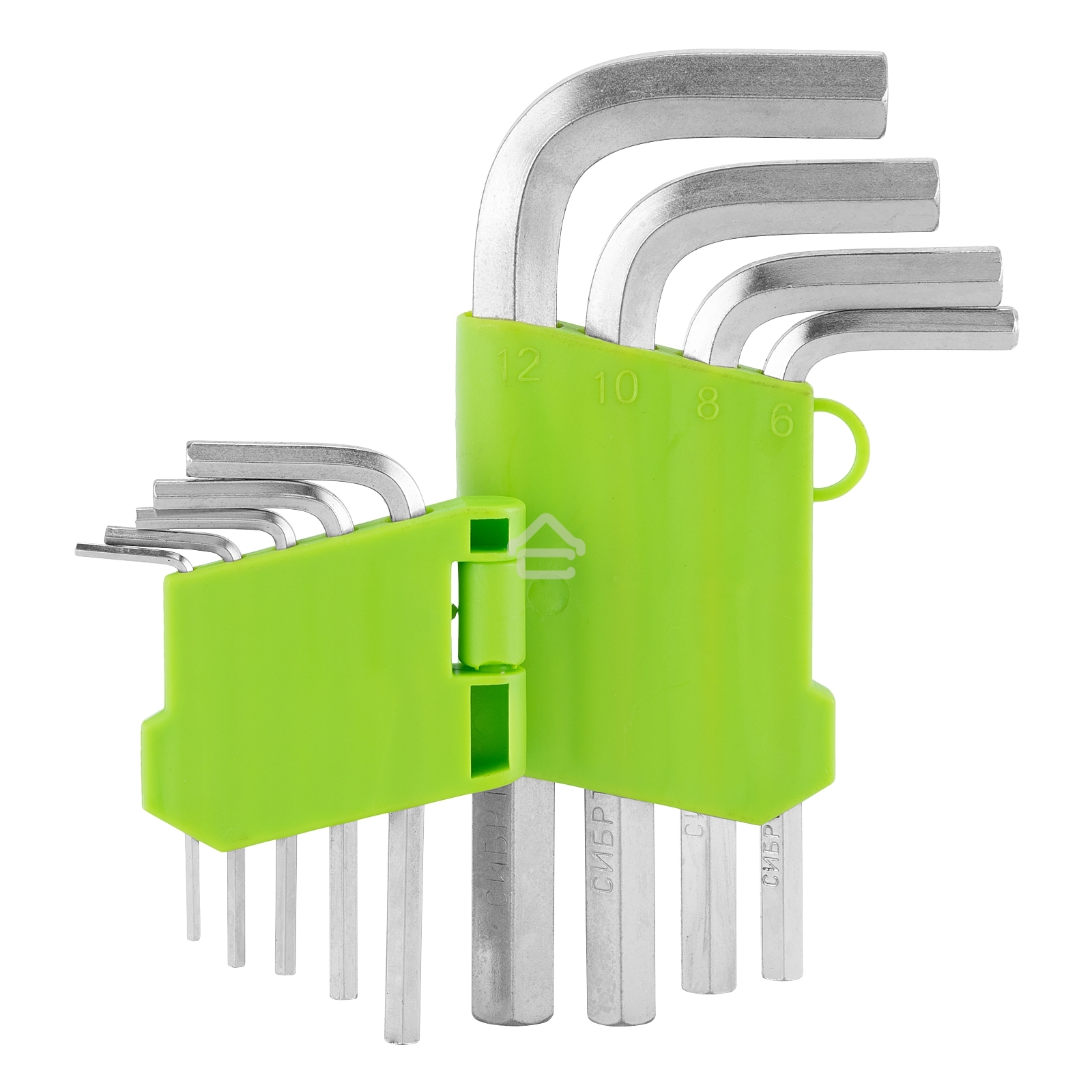 Набор ключей имбусовых HEX Сибртех, 2–12 мм, 45x, закаленные, 9 шт., короткие, никель.