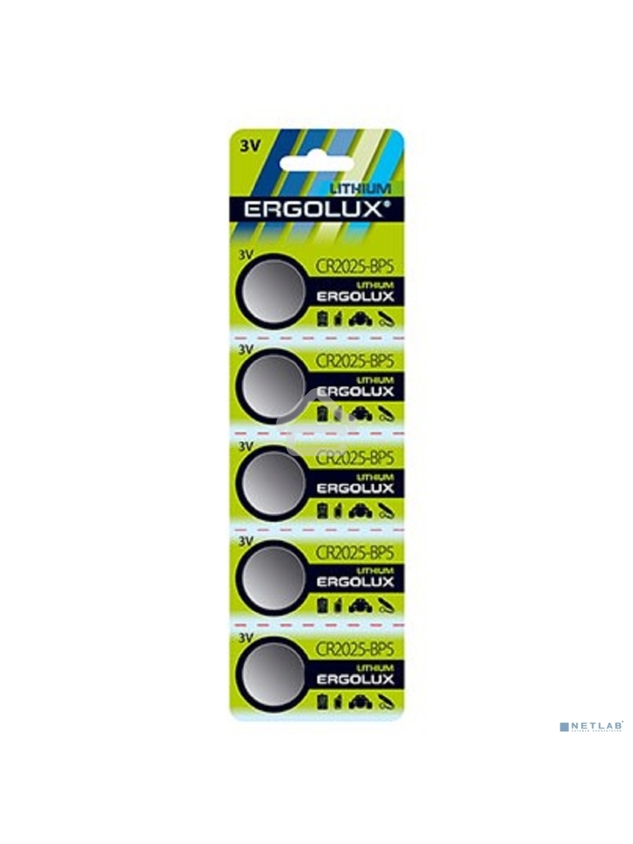 Батарея Ergolux Lithium CR2025-BP5 CR2025 150mAh (5шт) блистер