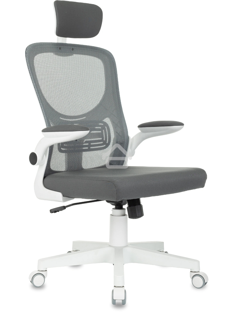 Кресло компьютерное Бюрократ ASTER NH-W TW-04 Neo Grey темно-серый, сетка/ткань, с подголов. крестов. пластик, пластик белый