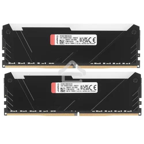 Оперативная память Kingston Fury Beast, DDR4, 64Gb (2x32Gb), 3600MHz, CL18, DIMM, с радиаторами, RGB, черный