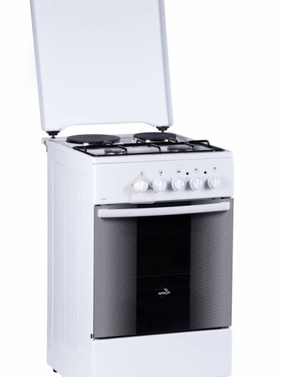 Плита комбинированная Flama RK 2211 белый, конфорок 4 шт, духовка 50 л, 50 см x 85 см x 60 см