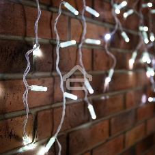 Новогодние светоукрашения Neon-night Гирлянда Айсикл (бахрома) светодиодный, 4,8 х 0,6 м, белый провод, 220В, диоды белые