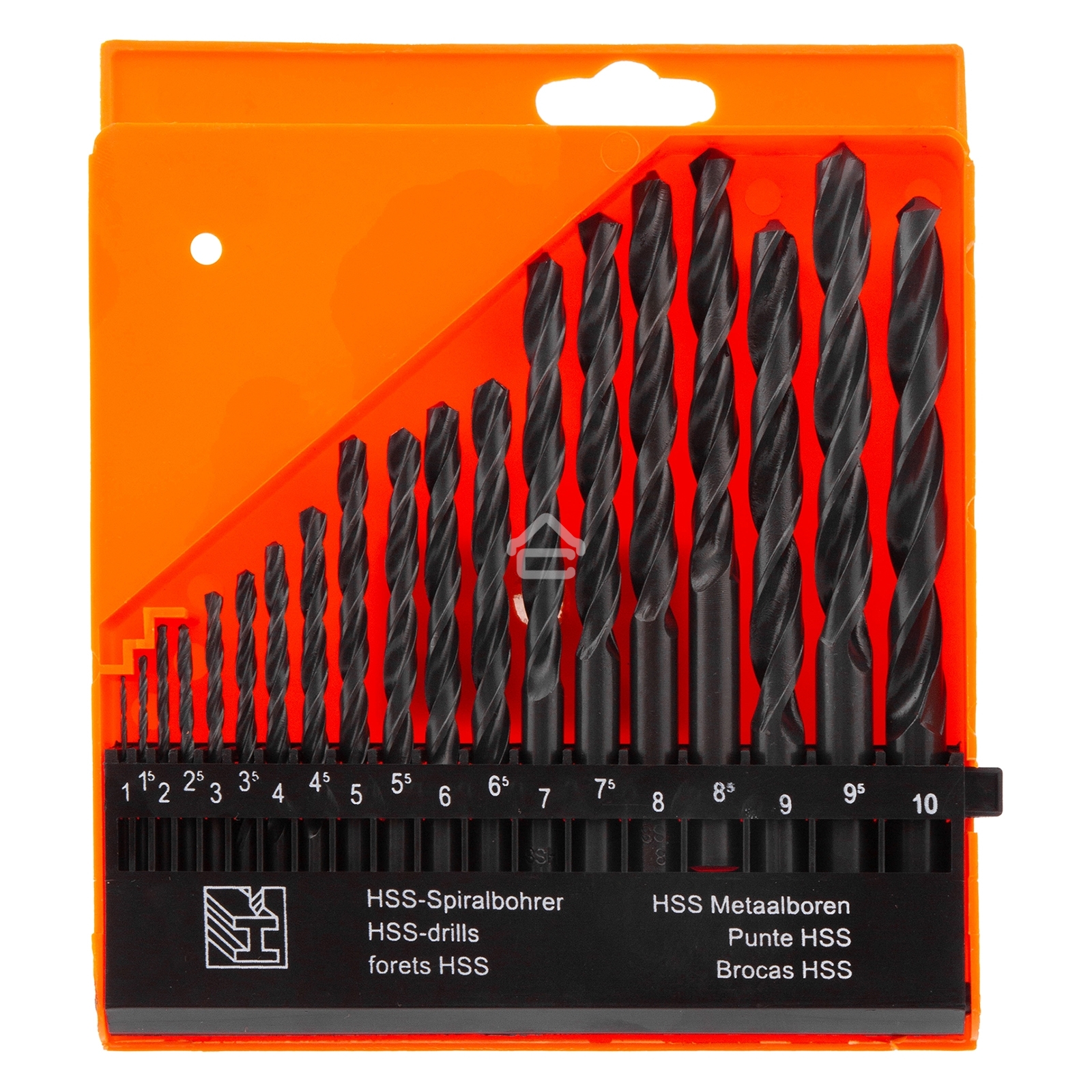 Набор сверл по металлу Sparta 1-10 мм (через 0,5 мм), HSS, 19 шт, пласт. бокс, цилин. хвостовик