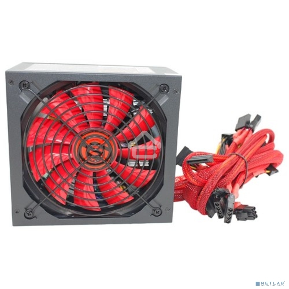 Блок питания Ginzzu PC500 (Red), 500Вт 80 PLUS, 140мм, черный