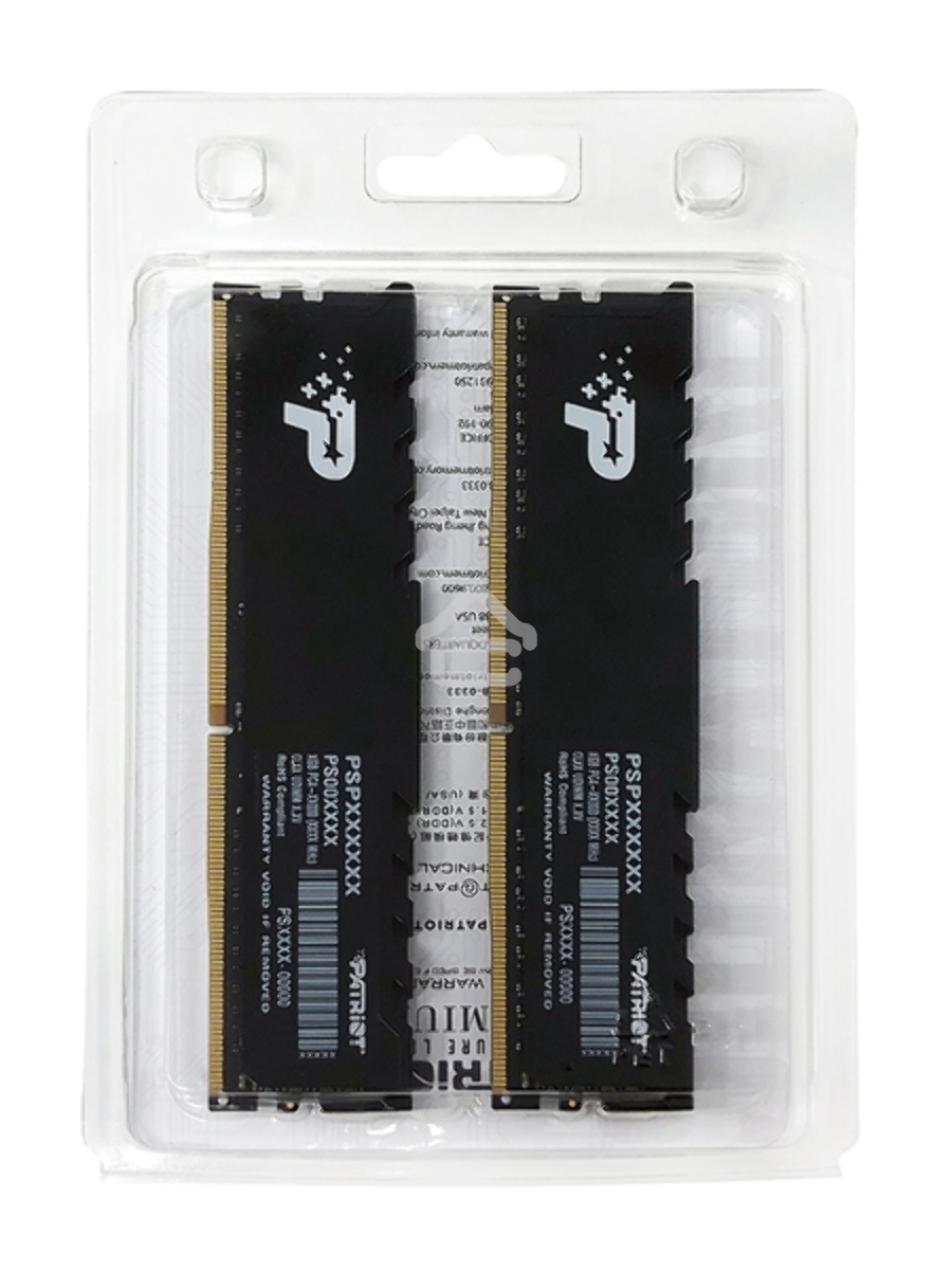 Оперативная память Patriot Signature, DDR4, 16GB (2x8 GB), 3200 MHz, CL22, DIMM, радиатор, чёрный