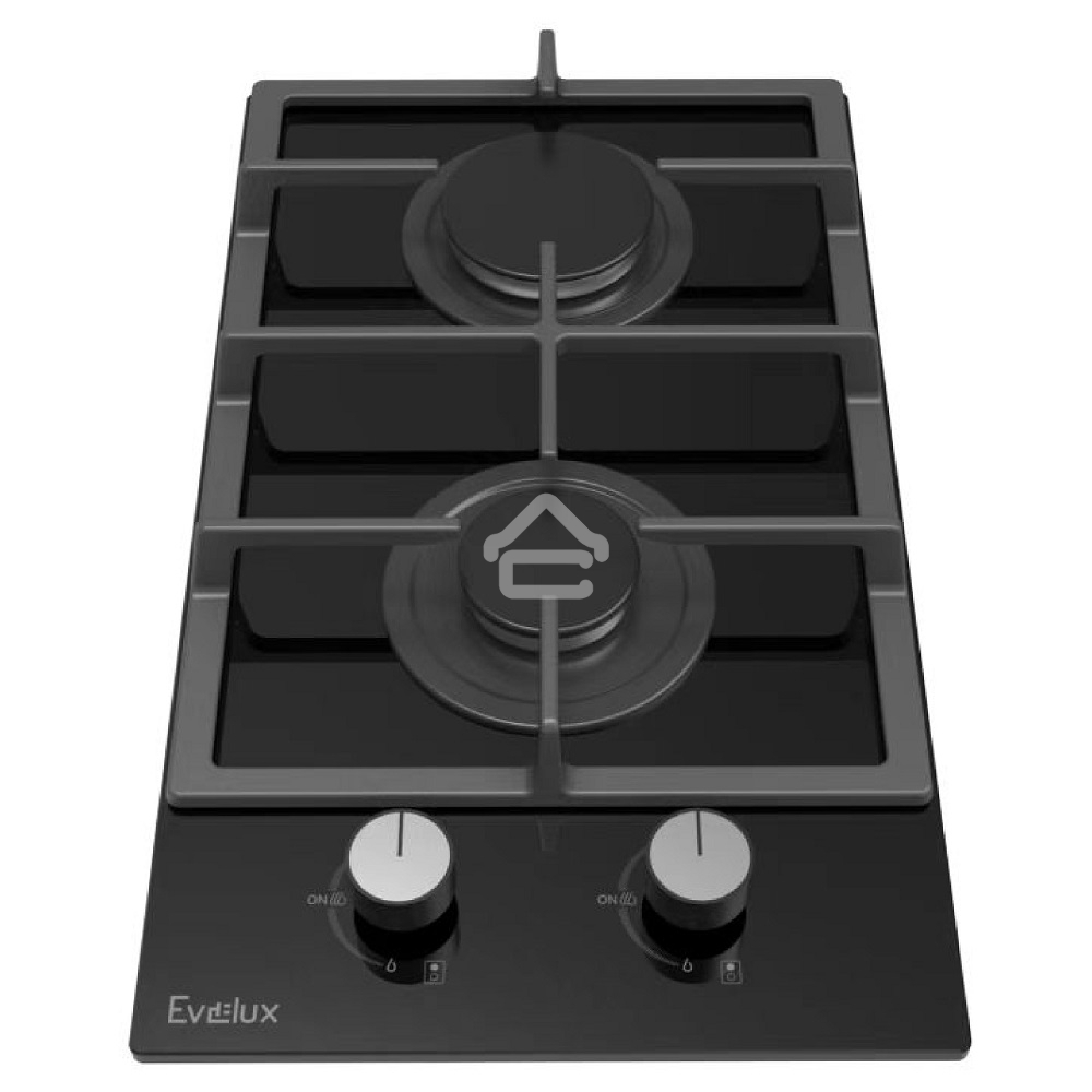 Газовая варочная панель EVELUX HEG 360 BG, Hi-Tech, 30 см, 2 конфорки, газ-контроль, электроподжиг, черный