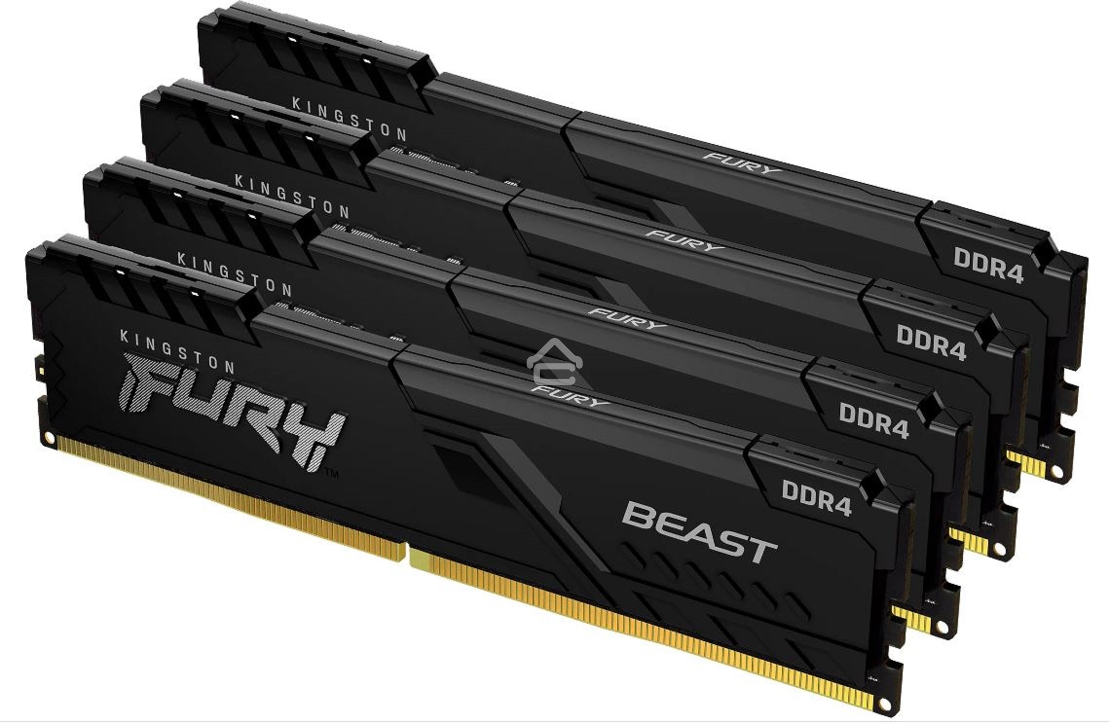 Оперативная память Kingston Fury Beast, DDR4, 128GB (4x32 GB), 3200 MHz, CL16, DIMM, с радиатором, черный