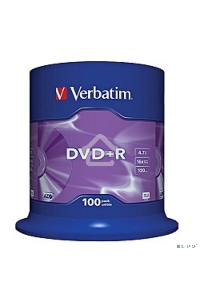 Диск DVD+R Verbatim 4.7Gb 16x Cake Box (100шт) (43551)
