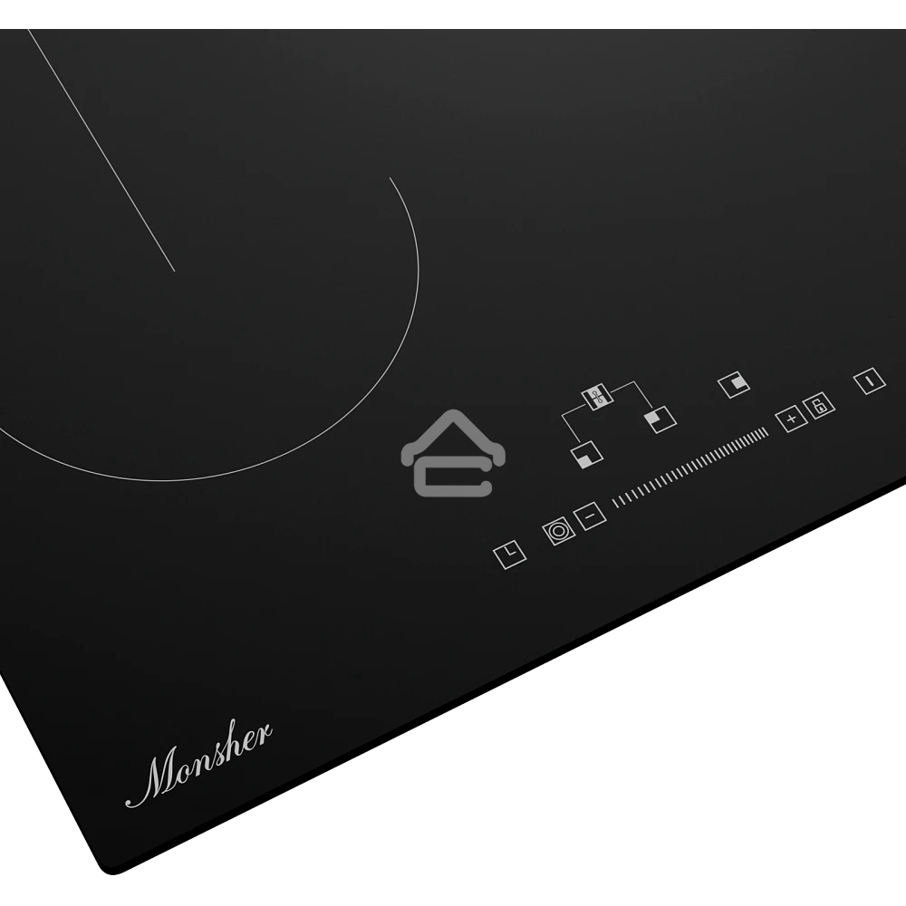 Варочная поверхность MONSHER MHE 45, Hi-Light, 45 см, 9 уровней мощности, Stop and Go, автоматическое отключение, таймер, индикатор остаточного тепла, сенсорное/слайдерное управление, черный