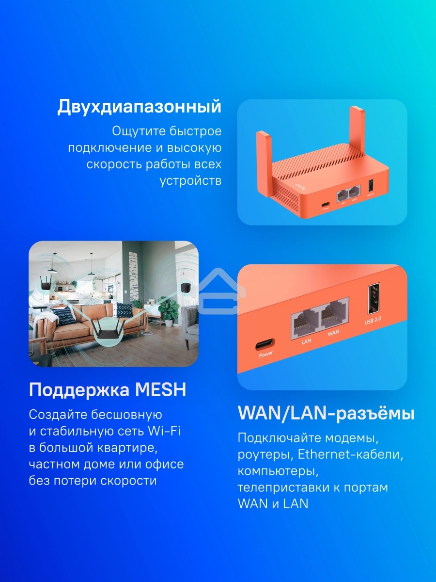 Маршрутизатор CUDY AC1200 Wireless Mini VPN Router with USB