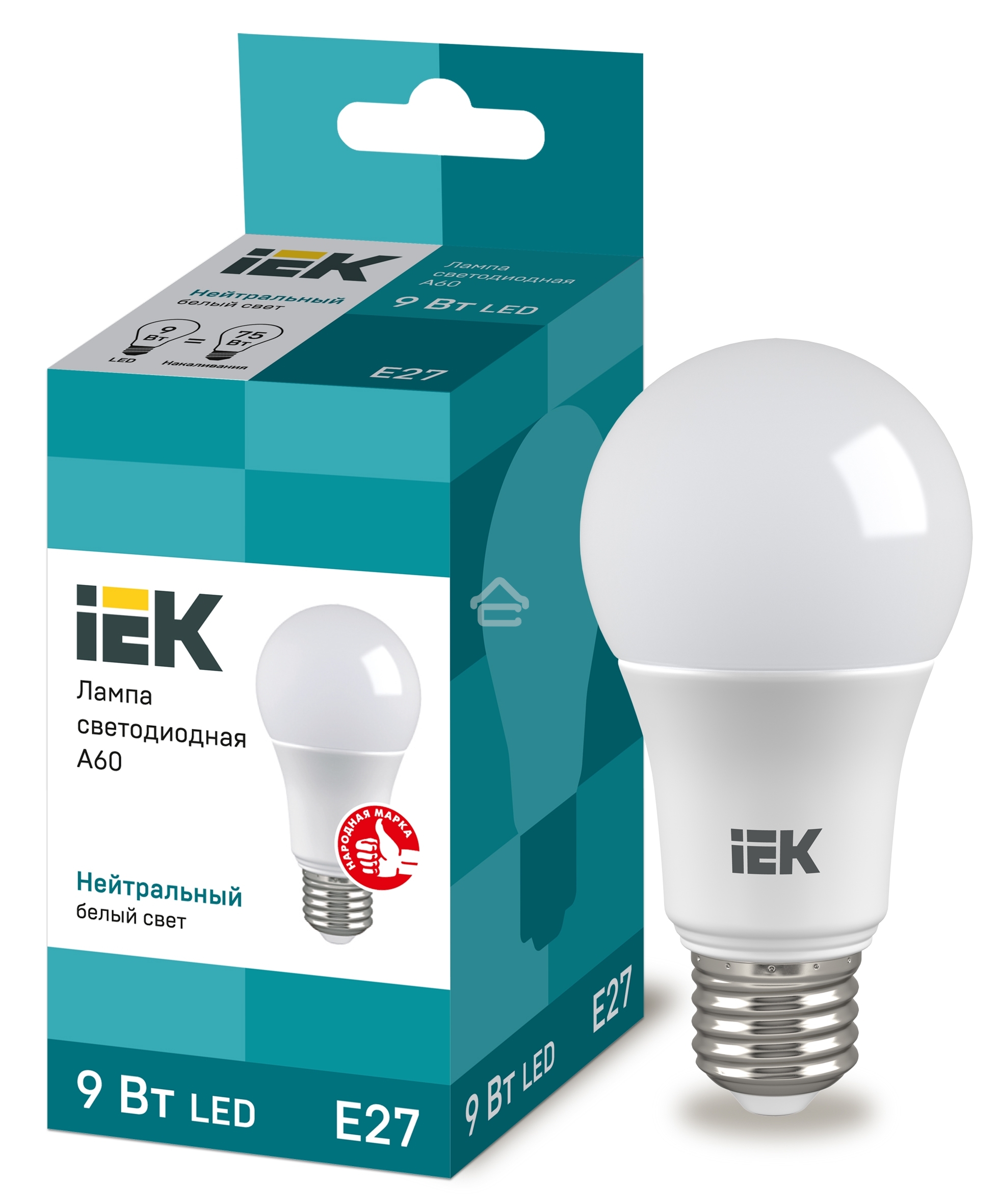 Лампа Iek LLE-A60-9-230-40-E27 светодиодная ECO A60 шар 9Вт 230В 4000К E27 IEK