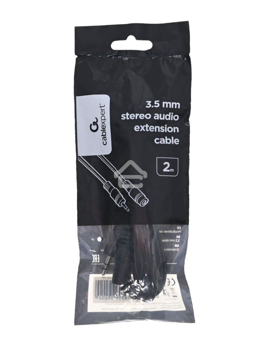 Кабель-удлинитель аудио Cablexpert CCA-423-2M-N, Jack 3.5(M)/Jack 3.5(F), 2м, черный, пакет