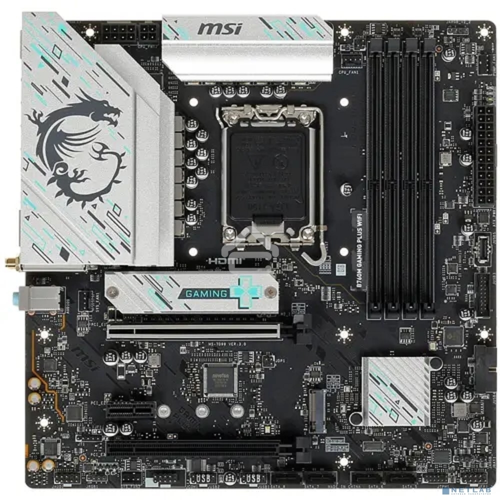 Материнская плата MSI B760M GAMING PLUS WIFI, LGA 1700, Intel B760, 4xDIMM DDR5, 4xSATA, 2xM.2, 1xPCI-E 4.0 x16, 1xPCI-E 3.0 x1, 2xHDMI, 2xDP, 1x 2.5Gb LAN, 2xUSB-A 3.2 Gen 2, 4xUSB 2.0, Micro-ATX