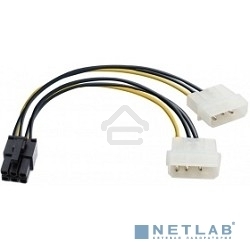 Переходник питания PCI-Express 6pin (от 2х разъемов Molex (IDE) блока питания), 15 см ExeGate EX138937RUS