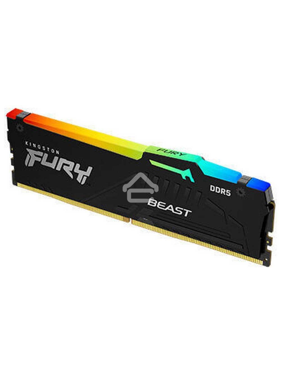 Оперативная память Kingston Fury Beast, DDR5, 8GB (1x8GB), 5200MHz, CL40, DIMM, с радиаторами, RGB, черный