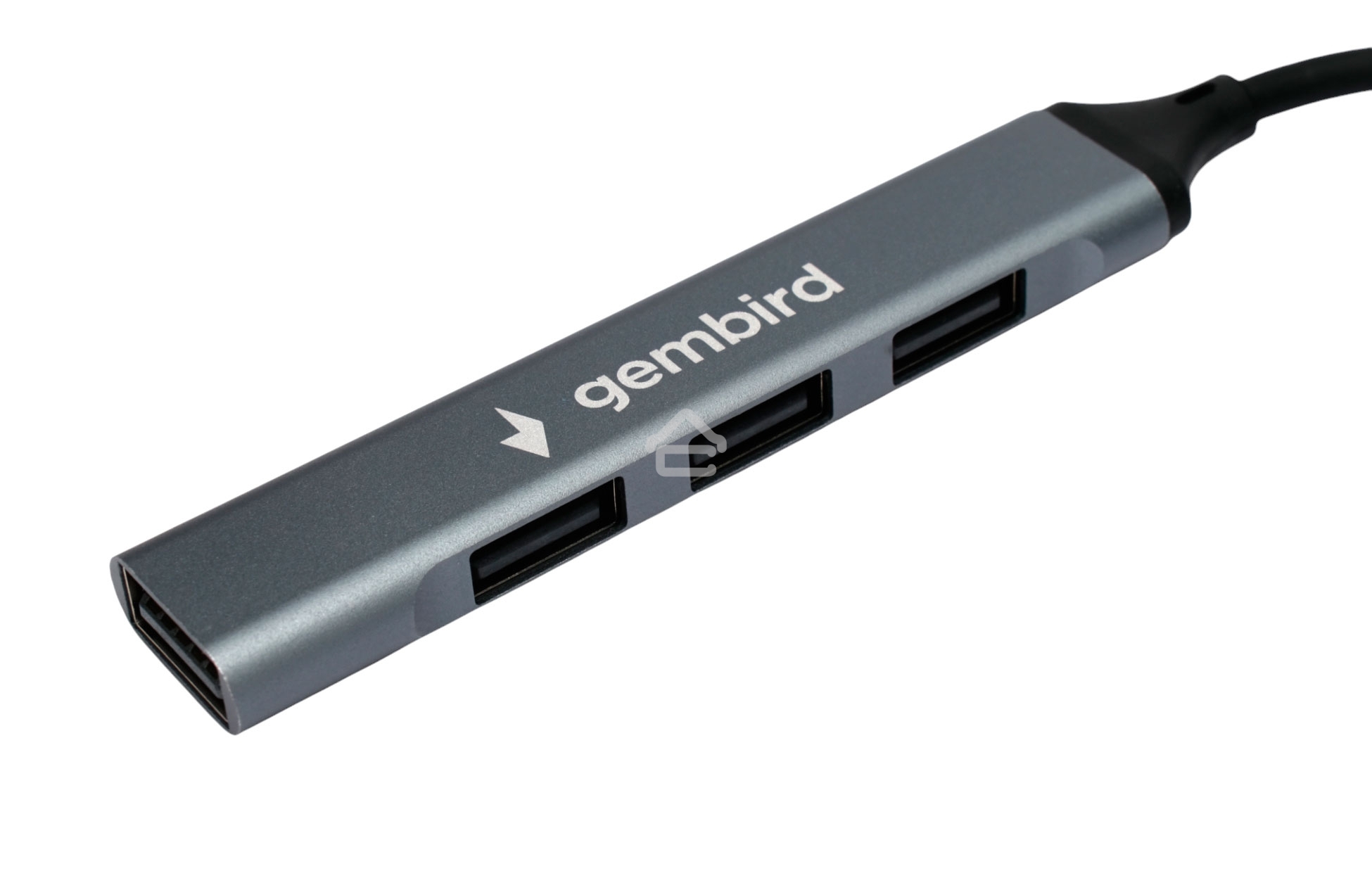 Разветвитель USB2.0 Gembird UHB-C203, 4xUSB2.0, кабель USB 10см, алюминий, пакет