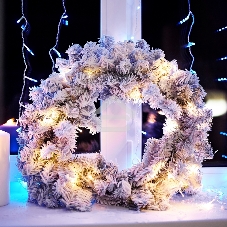 Заснеженный еловый венок Neon-night Ø 45 см, ПВХ