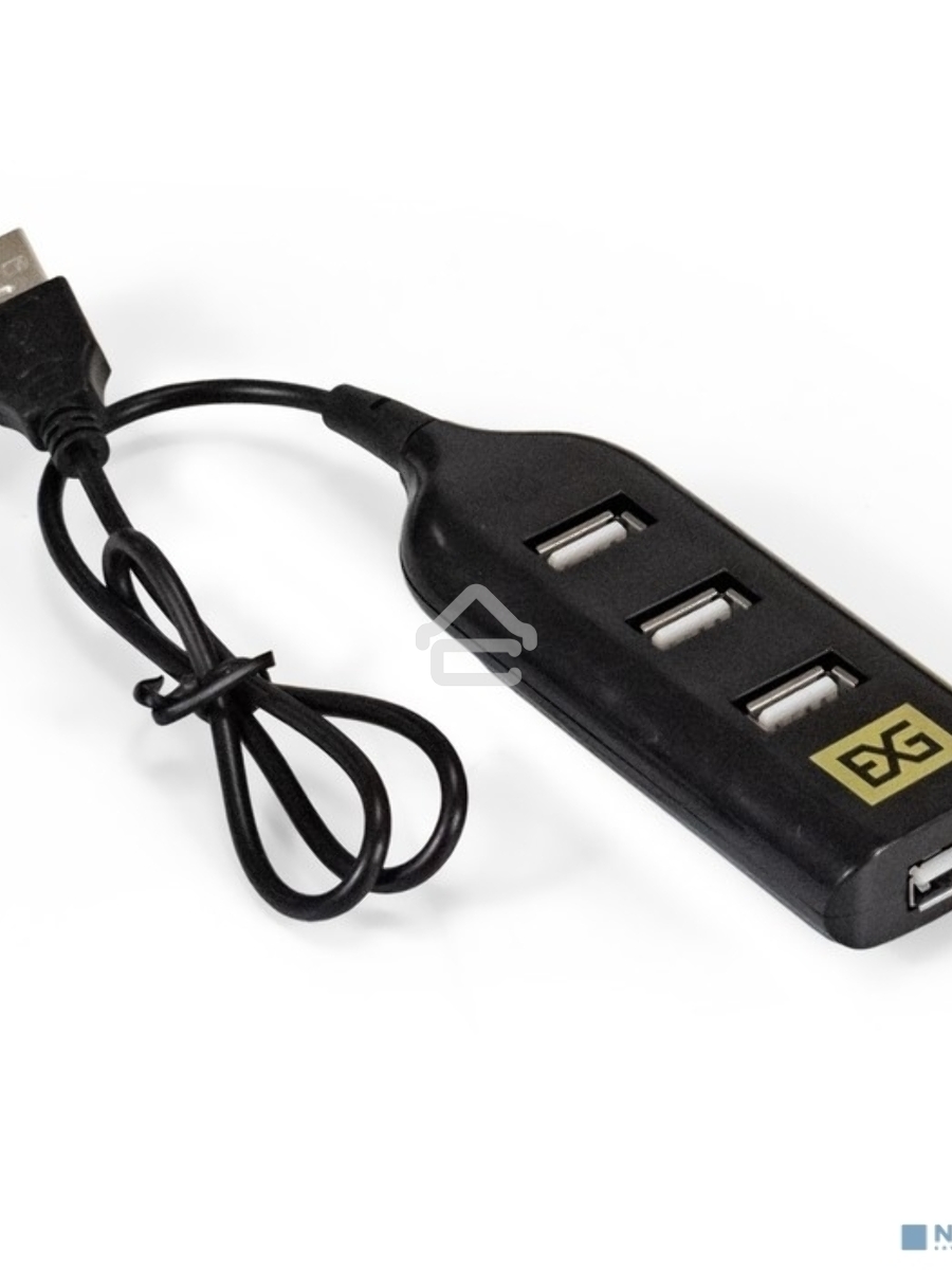 Хаб USB (концентратор) ExeGate EX293976RUS DUB-42 (кабель-адаптер USB2.0 --> 4xUSB2.0, Plug&Play, черный)