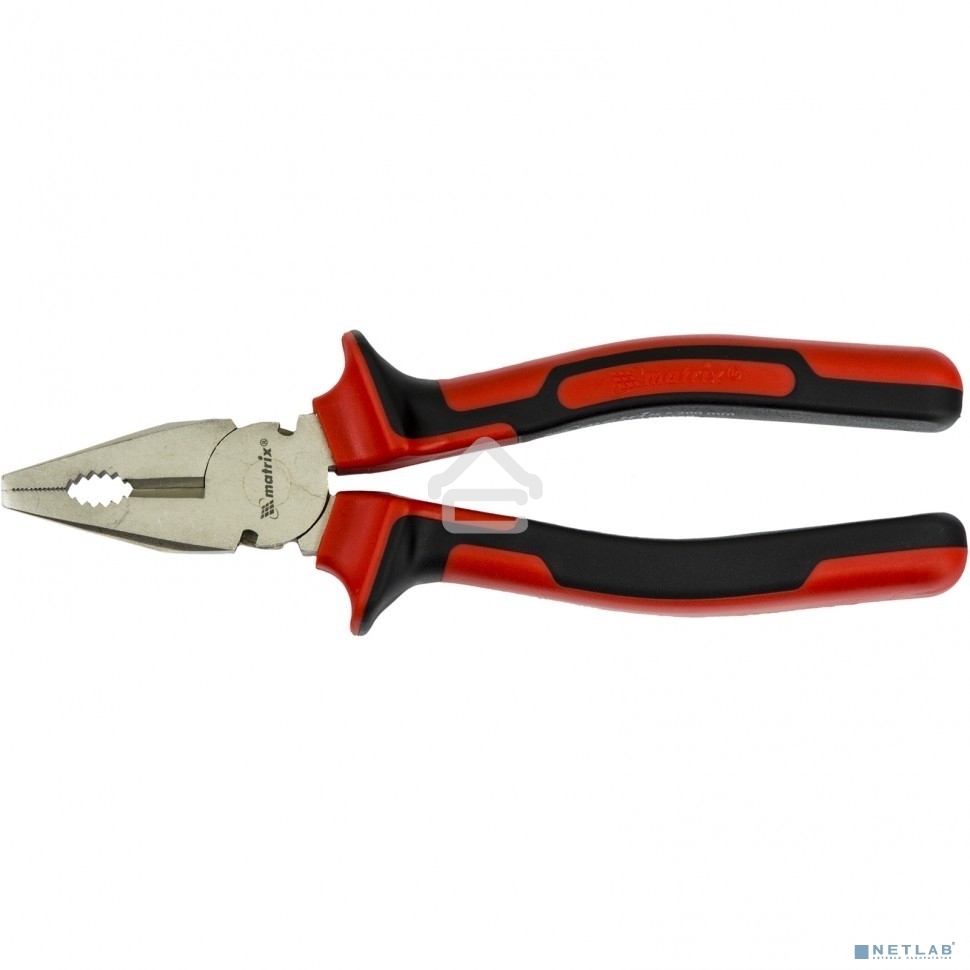 Плоскогубцы Matrix NICKEL 200 мм, никелированные, двухкомпонентные рукоятки