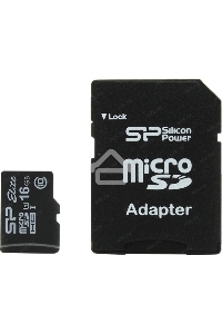Флеш карта microSDHC 16Gb Class10 Silicon Power SP016GBSTHBU1V10-SP + adapter