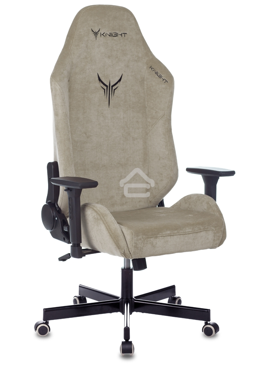 Кресло игровое Knight N1 Fabric бежевый Light-21, с подголов. крестовина металл