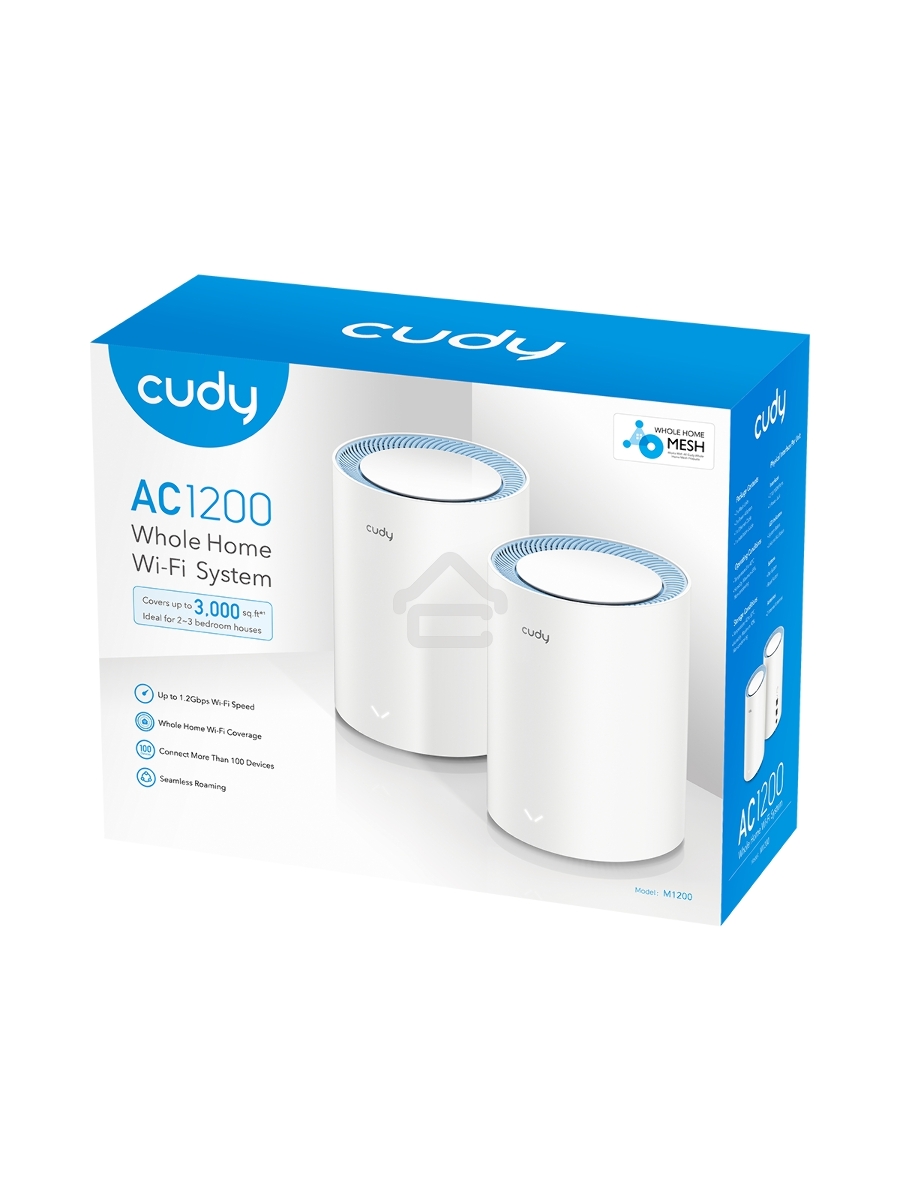 Бесшовный Mesh роутер Cudy M1200 (M1200 2-PACK) AC1200 Wi-Fi белый (упак.:2шт)