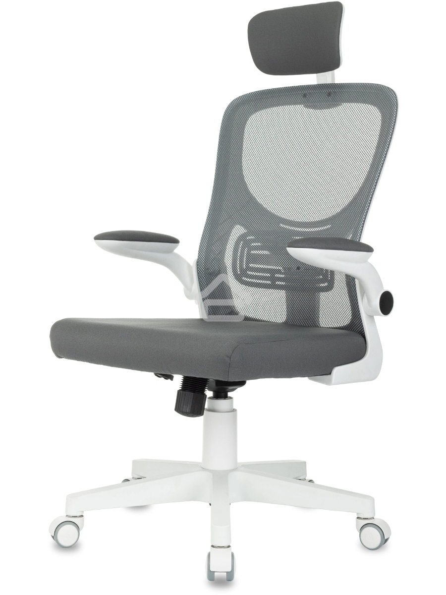 Кресло компьютерное Бюрократ ASTER NH-W TW-04 Neo Grey темно-серый, сетка/ткань, с подголов. крестов. пластик, пластик белый