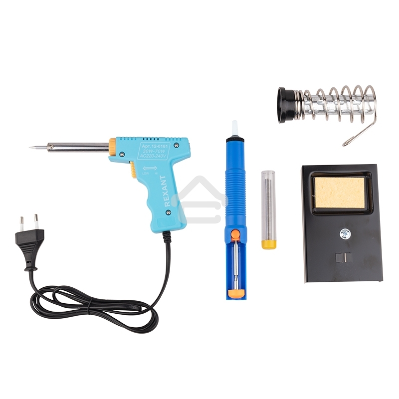 Набор для пайки (паяльник импульсный 30/70 Вт, оловоотсос, подставка, припой) 12-0164 Rexant