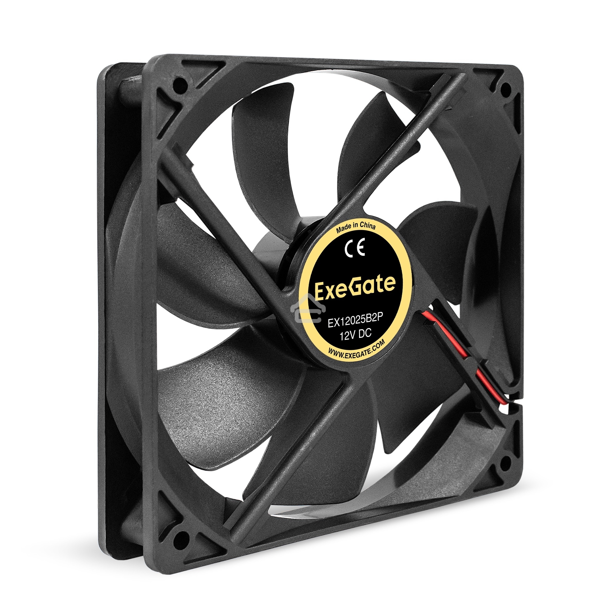 Вентилятор для корпуса ExeGate EX12025B2P черный, 120 мм, 1550 об/мин, 25 дБ, 2 pin