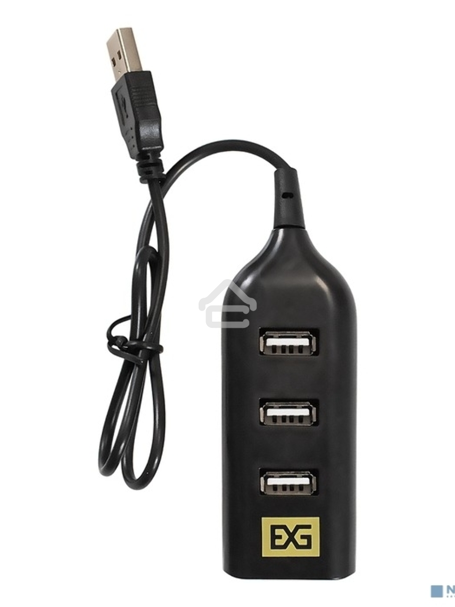 Хаб USB (концентратор) ExeGate EX293976RUS DUB-42 (кабель-адаптер USB2.0 --> 4xUSB2.0, Plug&Play, черный)