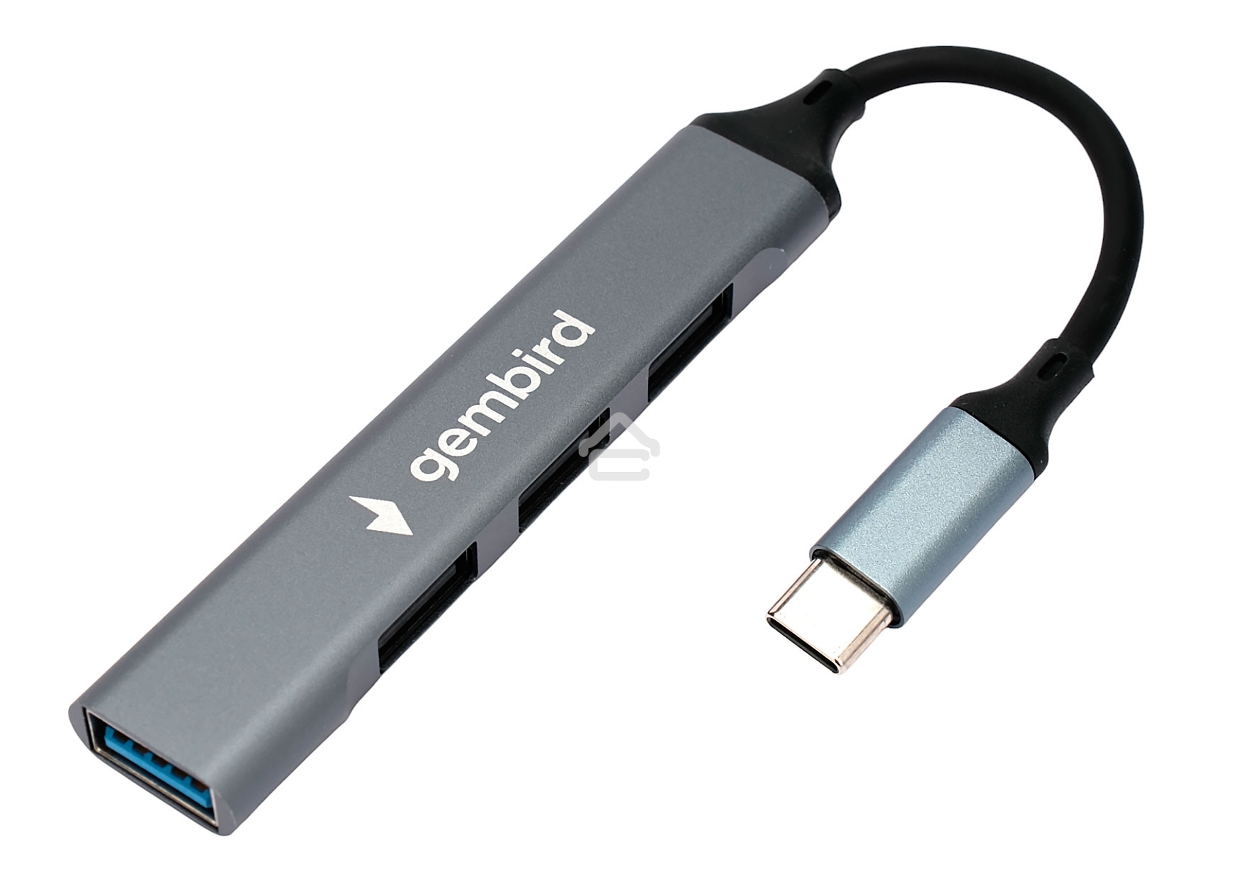 Разветвитель USB3.0/2.0 Gembird UHB-C202, USB3.0, 3xUSB2.0, кабель Type-C 10 см, алюминий, пакет