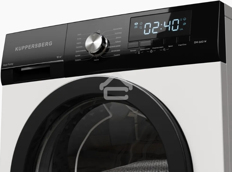 Сушильная машина Kuppersberg DM 660 W белый, 10 кг, сушка - конденсационная, программ - 15, 59.5 x 85 x 66.5 см