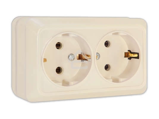 Розетка 2-м ОП Олимп 16А с заземл. беж. UNIVersal Б-О0128