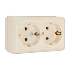 Розетка 2-м ОП Олимп 16А с заземл. беж. UNIVersal Б-О0128