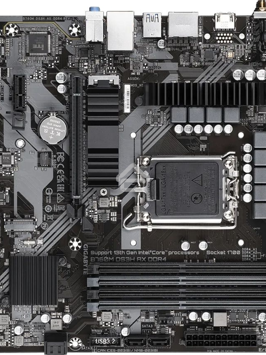 Материнская плата Gigabyte B760M DS3H AX DDR4, LGA 1700, Intel B760, 4xDDR4, 4xSATA, 2xM.2, 1xPCI-E 4.0 x16, 2xPCI-E 4.0 x1, 1xHDMI, 2xDP, 1x 2.5Gb LAN, 3xUSB 3.2 Gen 1, 2xUSB 2.0, 3x3.5 мм, 7.1, Micro-ATX