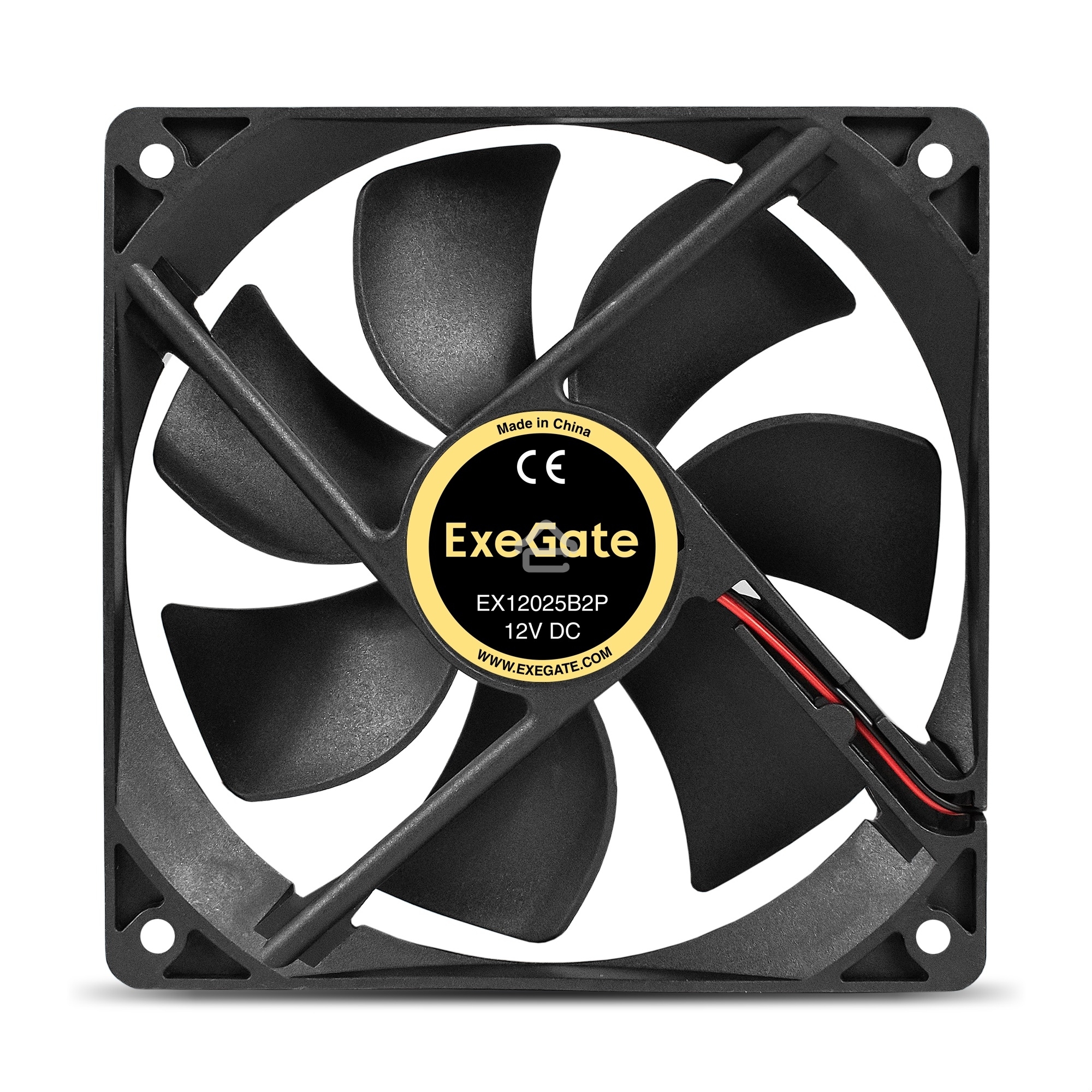 Вентилятор для корпуса ExeGate EX12025B2P черный, 120 мм, 1550 об/мин, 25 дБ, 2 pin