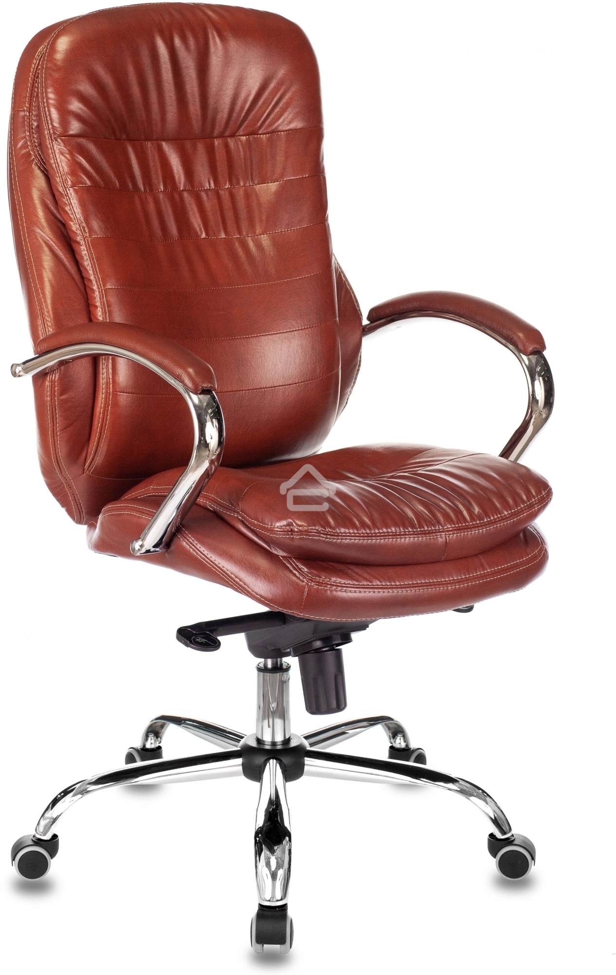 Кресло руководителя Бюрократ T-9950 светло-коричневый Leather Eichel, кожа, крестов. металл хром