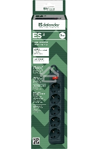 Сетевой фильтр Defender Фильтр ES, 3.0м, 5 розеток, черный