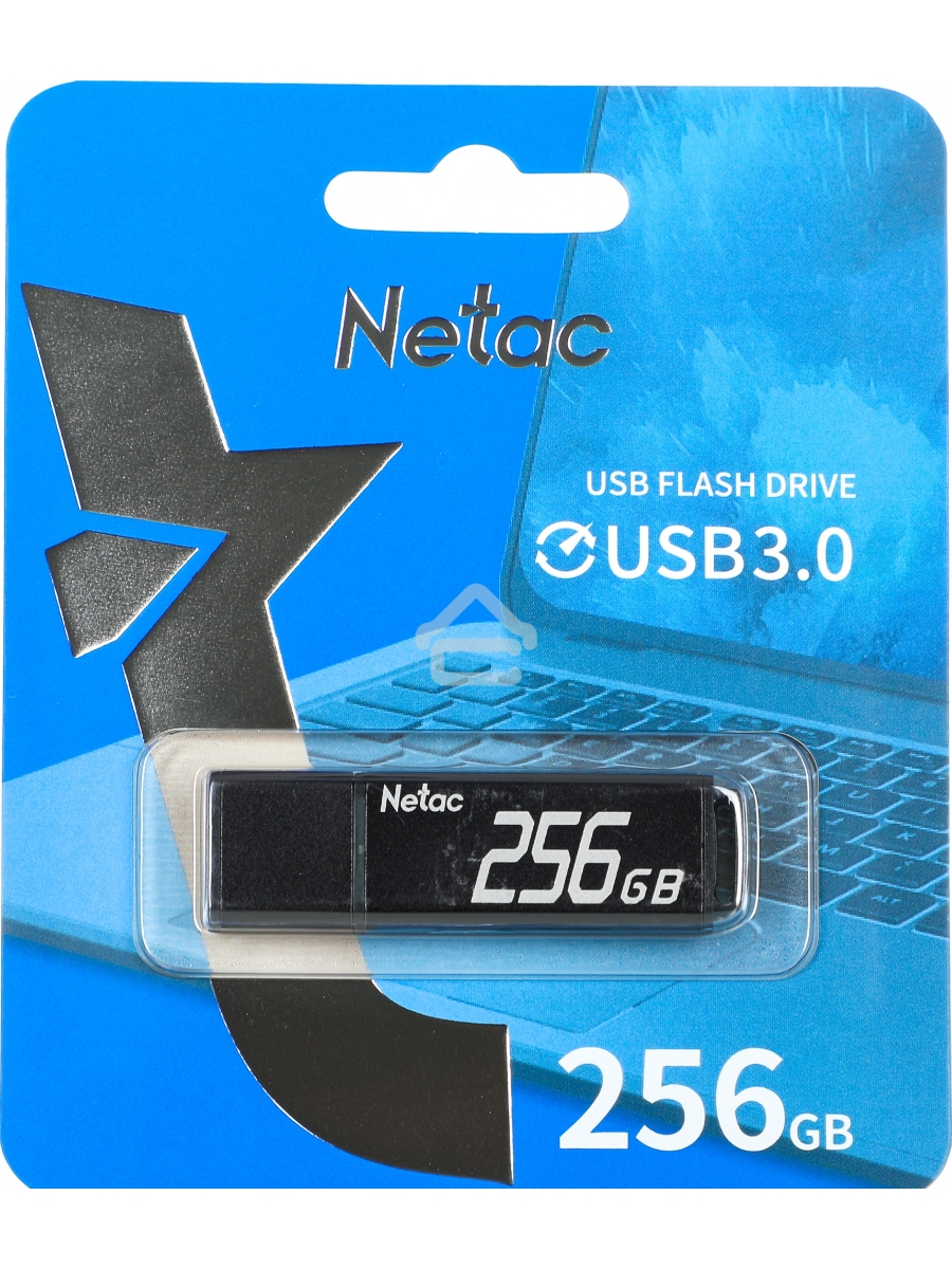 Флеш диск Netac U351, NT03U351N-256G-30BK, 256Gb, USB3.0, с колпачком, металлическая чёрная