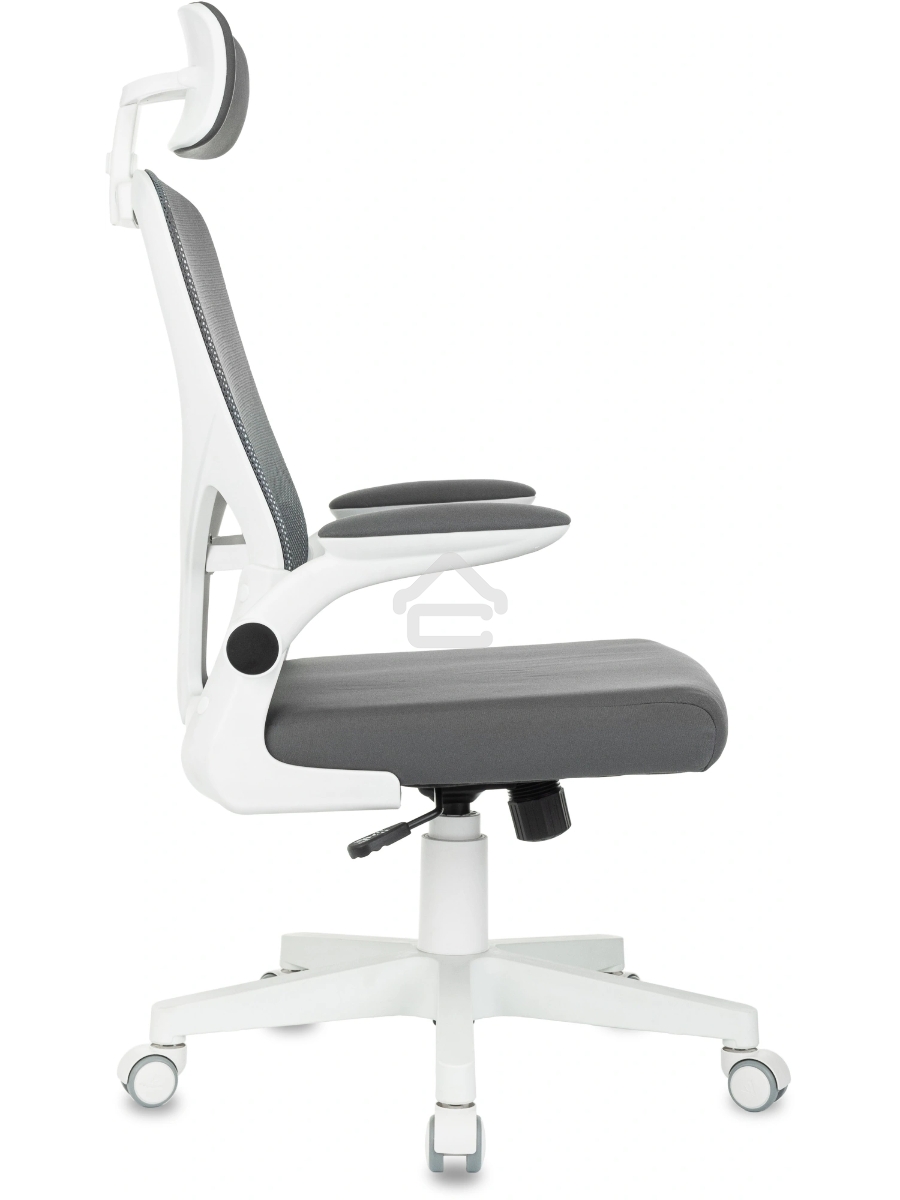 Кресло компьютерное Бюрократ ASTER NH-W TW-04 Neo Grey темно-серый, сетка/ткань, с подголов. крестов. пластик, пластик белый