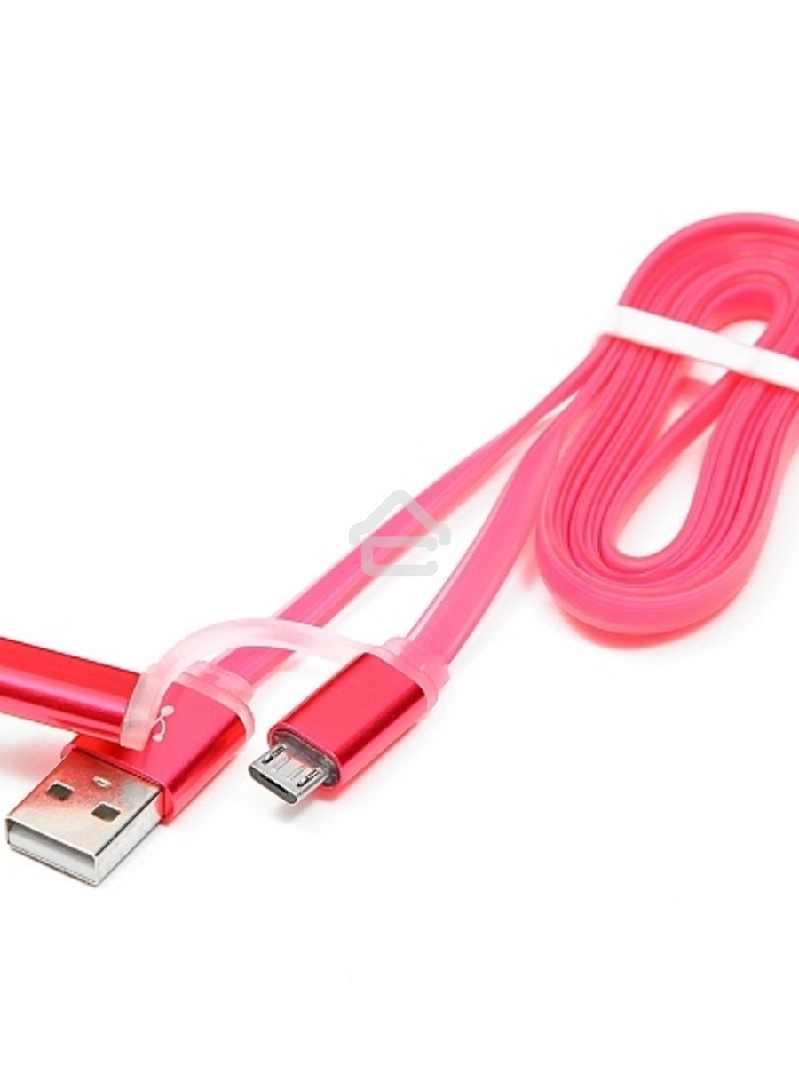 Кабель USB 2.0 Cablexpert CC-mAPUSB2pk1m, AM/microBM 5P - iPhone lightning, 1м, комбо кабель, алюминиевые разъемы, розовый, блистер